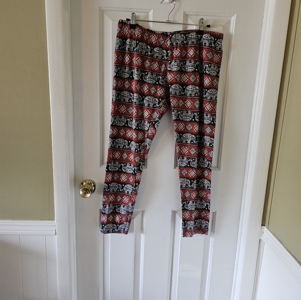 No Boundaries Capris with elephants in aztec decor